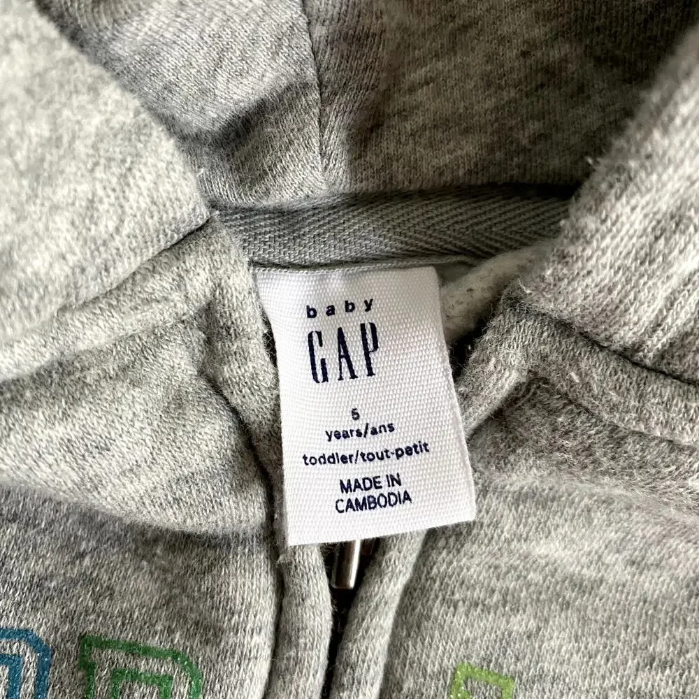 Baby GAP Original Gray Sweatshirt Hoodie Jacket Rainbow
